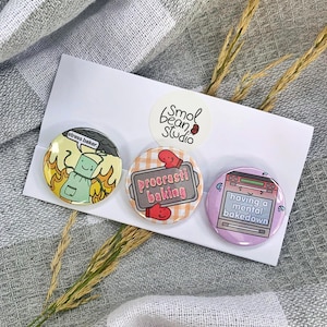 SET of 3 or 6 [Bundle and Save] - Cartoon Baking Puns Pinback Buttons/Badges/Pins