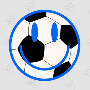 Soccer Ball Smiley Face Svg - Fun Happy Face Football Png- Soccer Ball Vector File - Emoji Sports Design for Fans & Players