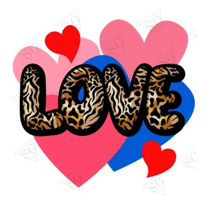 Leopard Print Heart Love PNG | Romantic Digital Art | Valentine&#39;s Day Clipart Sublimation