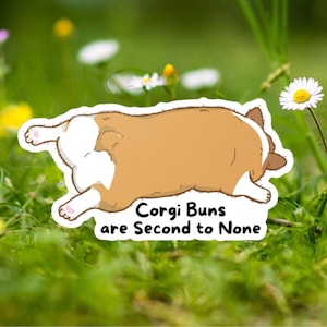 Corgi Buns Vinyl Decal, Cute Dog Sticker for Dog Lovers, Pet Owner Gift, Car Window Decoration, Animal Lover Decor