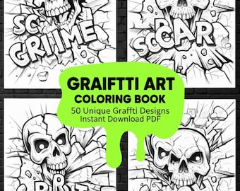 Libro para colorear de grafitis: 50 diseños únicos de arte callejero urbano para una relajación creativa