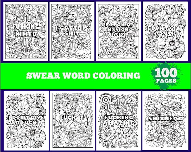 Swear Chart.pdf 100 Swear Word Coloring Pages Swear Word Coloring Sheets Mandala ...