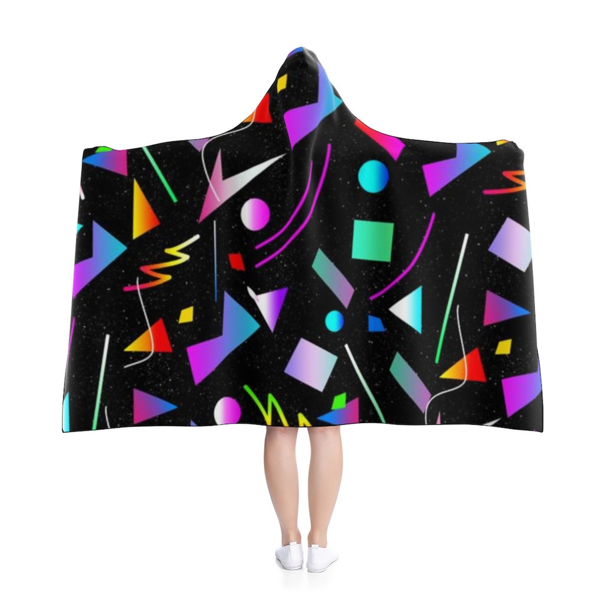 Black Hooded Blanket with an 80s Retro