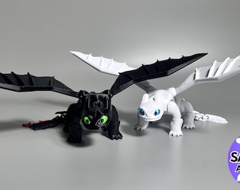 Articulated Toothless & Light Fury Combo Lot 3D Printed Night Fury and Light Fury