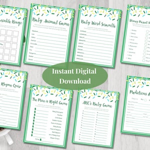 Green Baby Sprinkle Games Bundle, Baby Sprinkle Activities, Gender Neutral, Bundle Baby Shower, Baby Sprinkle, Digital Instant Download
