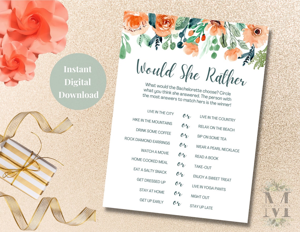 Bundle Bachelorette Party Games, Clean Bachelorette Activities, Floral
