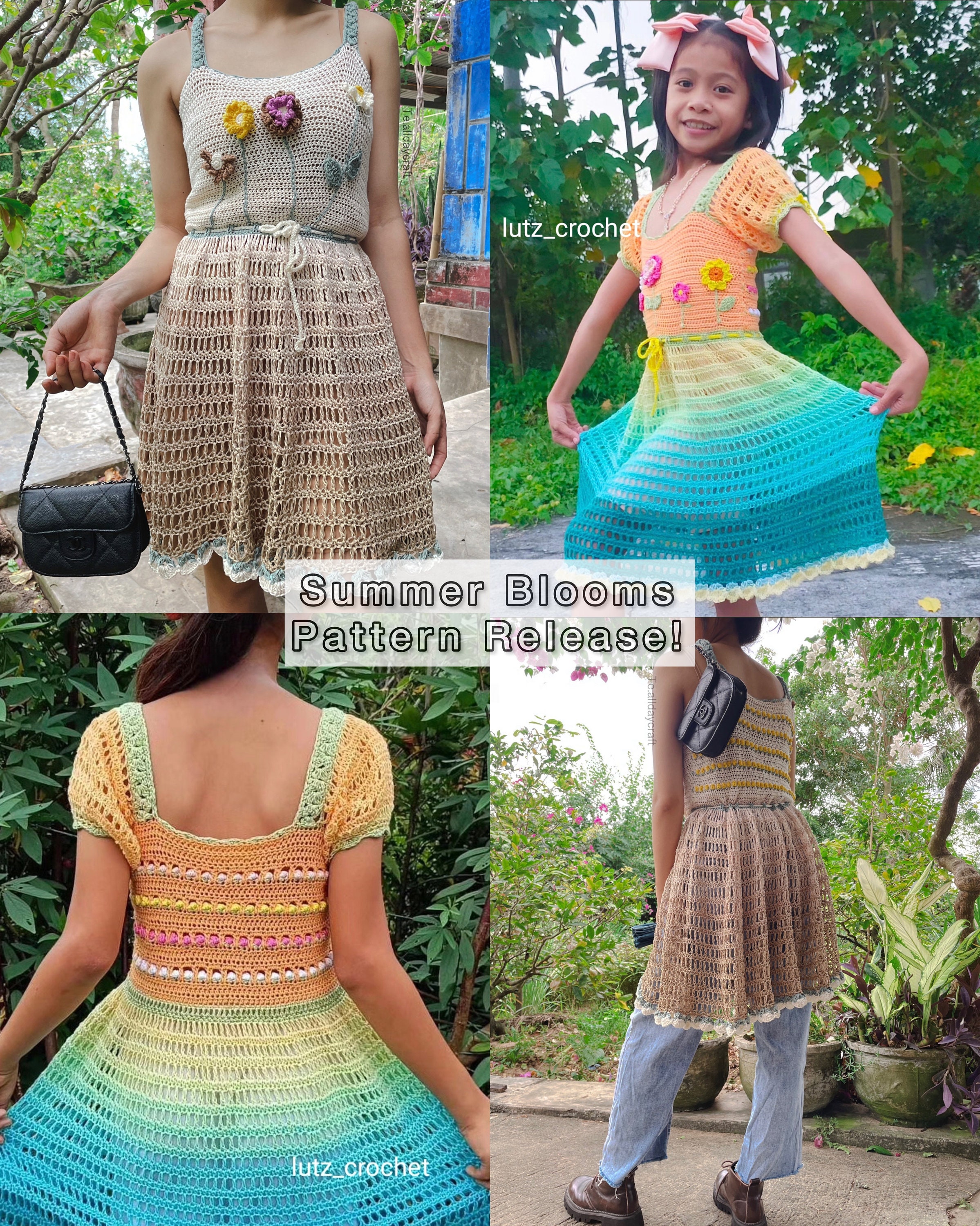 Crochet Knit Cotton Casual Dress with Bloomer