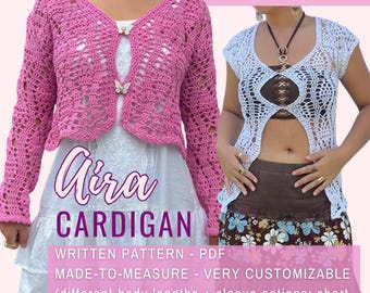 Aira Cardigan häkeln geschrieben Muster