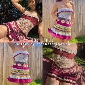 Te Fiti Crochet Set Pattern PDF - Dress, Crop Top and Skirt 2-in-1, Floral Summer, Beachwear, Island Girl Inspired Crochet Written Pattern