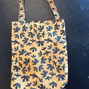 Halloween Crows Lined Fabric Tote Bag - Orange