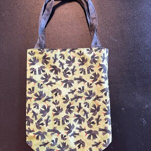 Halloween Crows Lined Fabric Tote Bag - green