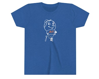 Youth NY Mets Shirt (Throwback Mr Met Custom Tee) Mr Met Shirt *YOUTH SIZES*