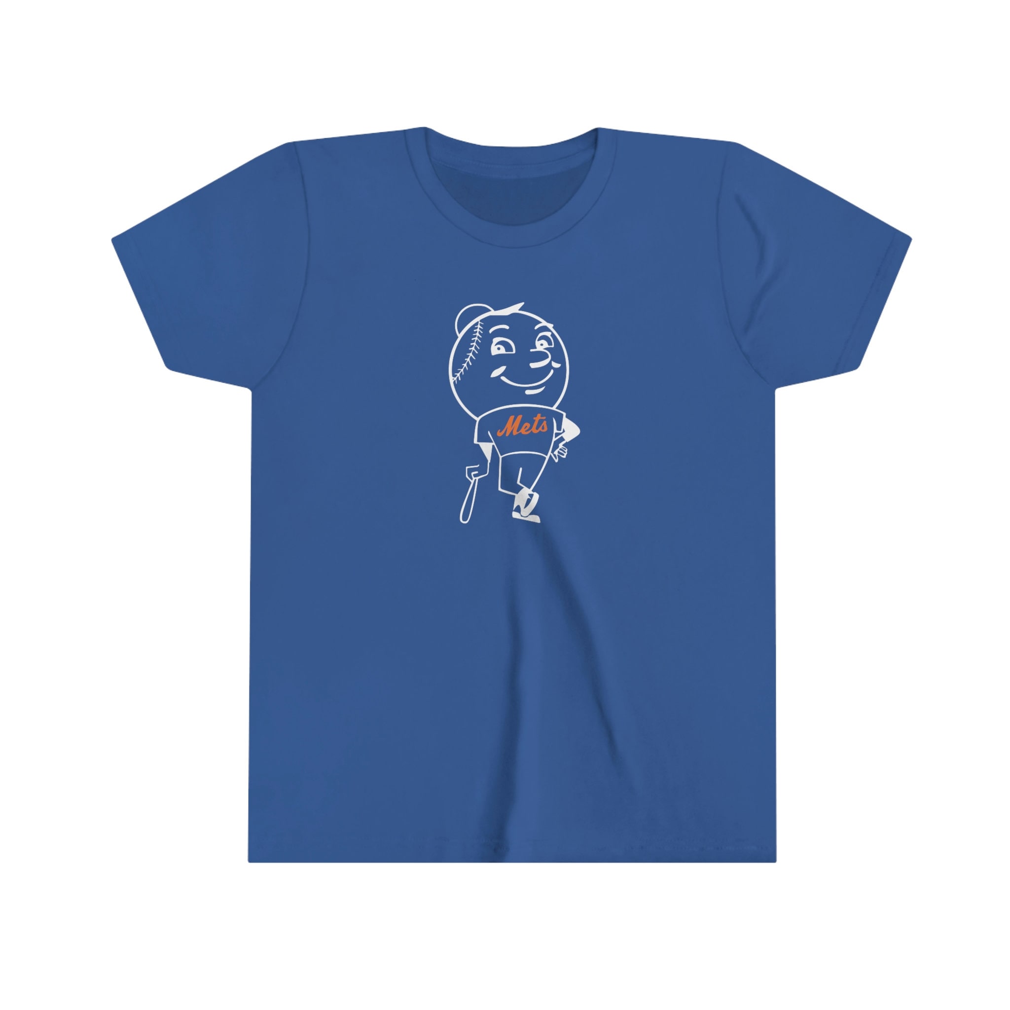 BaseballBaggins Youth NY Mets Shirt (Throwback Mr Met Custom Tee) Mr Met Shirt *Youth Sizes*