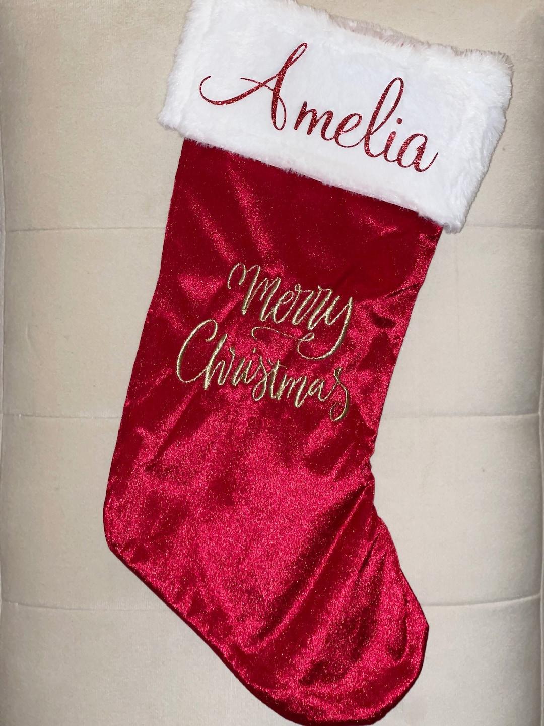 Velvet Christmas Stocking, Personalised Christmas Stocking, Christmas