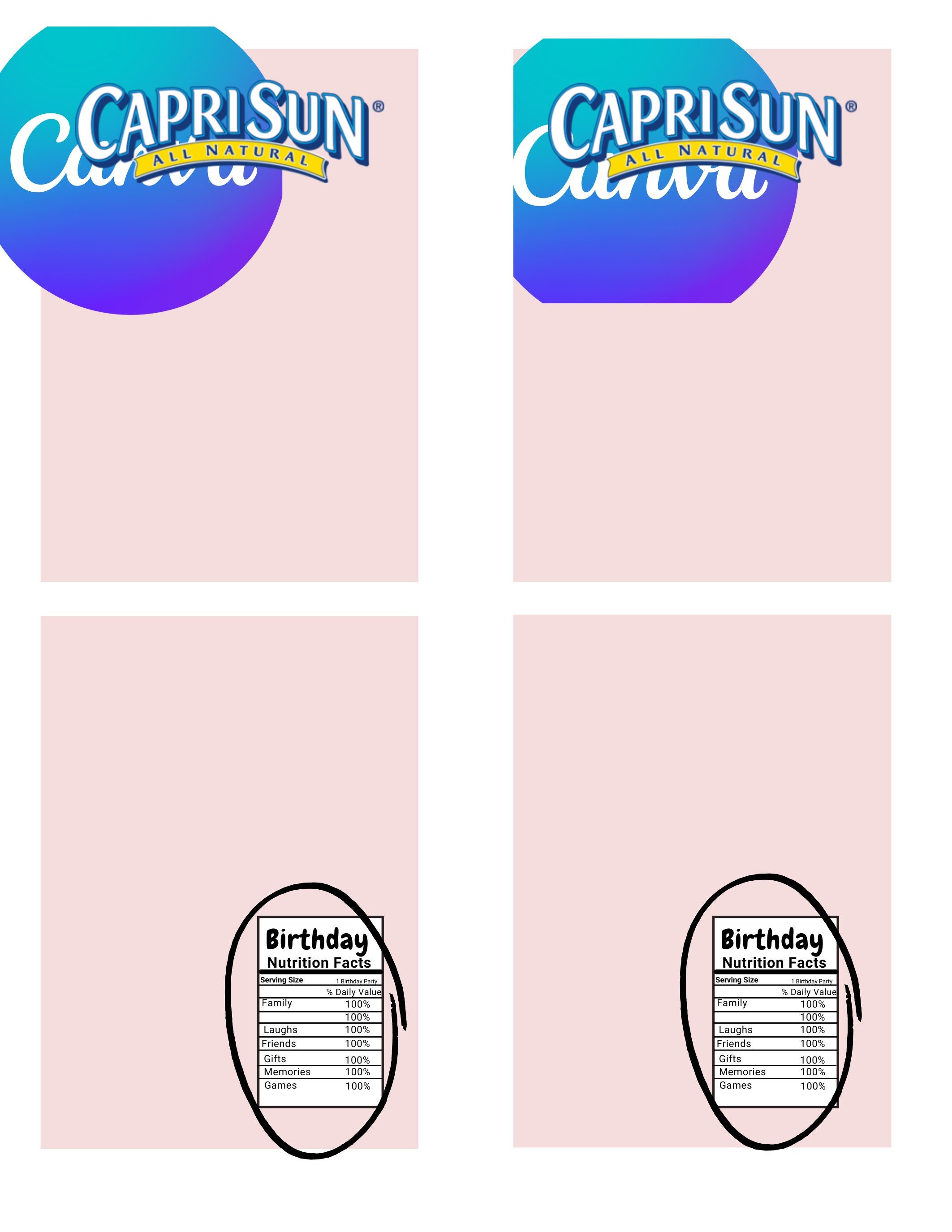 Capri Sun Templateblank Capri Sun Labelsjuice Pouch - Etsy