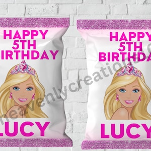 Fashion Doll Birthday Party Favor Templates Bundle, Save Bundle, Chip Bag Template, Juice Pouch Label,