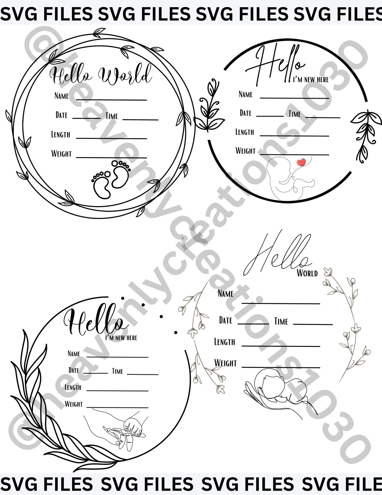 Round Baby Announcement Sign Svg, Baby Announcement Svg, Baby Photo Prop Svg, Baby Birth