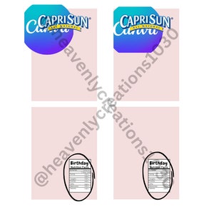 Personalized Capri Sun Label Template for Instant Download - Customizable Party Favor Decor