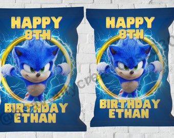 Sonic Birthday Chip Bag Labels: Printable Party Template (PNG Download)