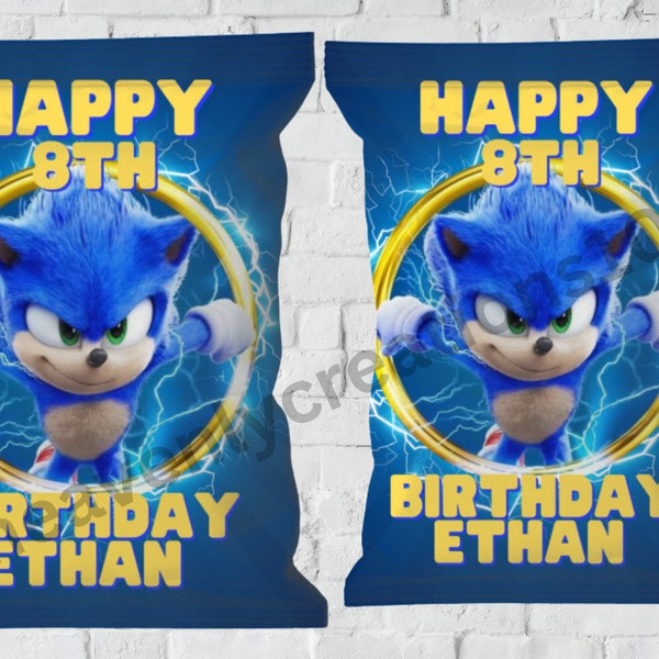 Sonic Party supplies, Chip bag labels Printable Sonic Birthday Template Sonic chip label png download, sonic fan sonic theme party