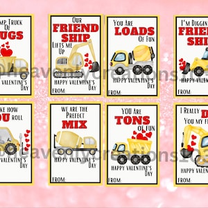 EDITABLE Printable Construction Valentines Cards, Classroom Valentines Day Cards, Kids Valentines, Tractor Digger Boy Valentines Day Cards