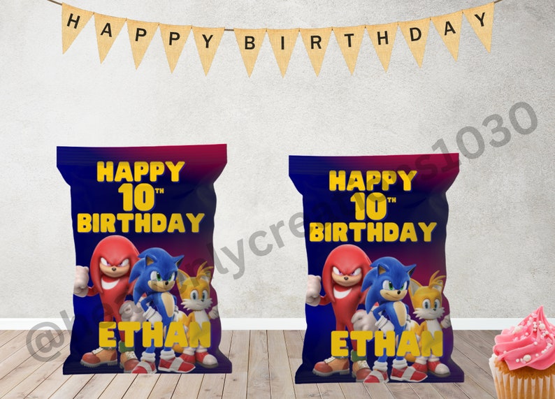Sonic Party Supplies Chip Bag Labels Printable Sonic Birthday Etsy