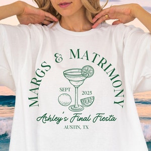 despedida de soltera margs y matrimonio, camisetas de fiesta de despedida de soltero personalizadas en la ubicación, camisetas de colores cómodos para la última fiesta, despedida de soltera personalizada en la playa
