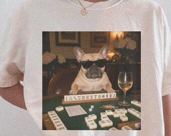 french bulldog mahjong shirt, funny dog shirt, gift for french dog mom, cute dog tees