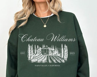 custom name wine bachelorette party sweatshirt, winery bachelorette party trip, napa valley wine girls weekend matching luxury bach trip