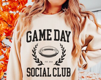 game day social club shirt, tailgating clothes, college football tees, sideline social club comfort colors tshirt, football sweatshirt