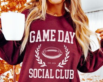 game day social club shirt, tailgating clothes, college football tees, sideline social club comfort colors tshirt, football sweatshirt