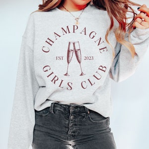 champagne sweatshirt, brunch mimosa shirt, trendy sweatshirt bachelorette party tees, girls weekend shirts, wine sweatshirt, cheers crewneck