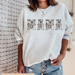 mama sweatshirt, country western cowhide print mama crewneck, toddler girl mama crewneck, boy mama sweatshirt, southern cow print mama gift