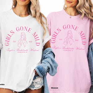 girls gone mild spa bachelorette, slumber party bach, girls night in sweatshirt, custom bridal party gifts, pjs prosecco, millennial bride