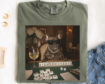 french bulldog shirt, frenchie mom gift, mhajong club tee, cute dog lover gift for her