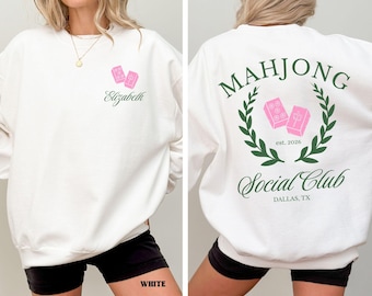 custom mahjong social club sweatshirt, cute mahj shirts, mahjong player gift