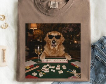 golden retriever mahjong t-shirt, funny golden retriever mahj shirt, golden retriever mom shirt
