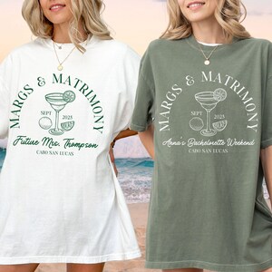 despedida de soltera margs y matrimonio, camisetas de fiesta de despedida de soltero personalizadas en la ubicación, camisetas de colores cómodos para la última fiesta, despedida de soltera personalizada en la playa