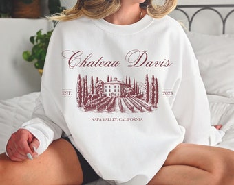 custom name wine bachelorette party sweatshirt, winery bachelorette party trip, napa valley wine girls weekend matching luxury bach trip
