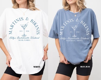 beach bachelorette party, custom location bikinis and martinis, luxury bachelorette bridal party favors, social club bach, coastal bach