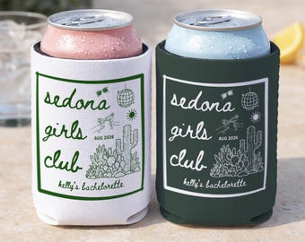 Fundas personalizadas para bebidas de despedida de soltera, enfriadores de latas personalizados, despedida de soltera en el desierto, fin de semana de chicas en Sedona
