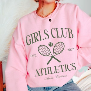 Moletom de tênis, moletons da moda, presente de time de tênis, gola redonda de roupas de tênis, camisas combinando para clubes de meninas, despedida de solteira de tênis