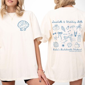 seashells and wedding bells bachelorette party shirts, coastal bachelorette, last toast on coast, custom location beach bach