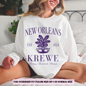 custom new orleans bachelorette party sweatshirt, nola bachelorette bridal party tees, nola krewe, beads booze I dos, carnival bach shirts