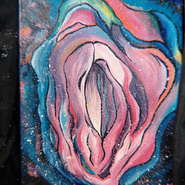 Celestial P*ssy, Original Painting on Canvas, Original Custom Painting, One of a Kind Painting, lgbtq art, lesbian pride art, rainbow art