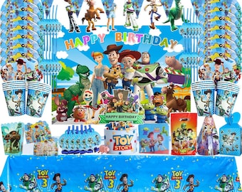 Ballo Kopmosar Toy Story Birthday Party Supplies Set with Happy Birthday Banner 