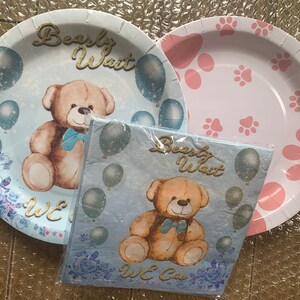 Teddy Bear Dog Paw Stoviglie usa e getta per feste Forniture per feste di compleanno Piatti Tovaglioli Stoviglie