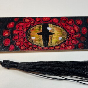 Hand painted wood bookmark Dragon Eye