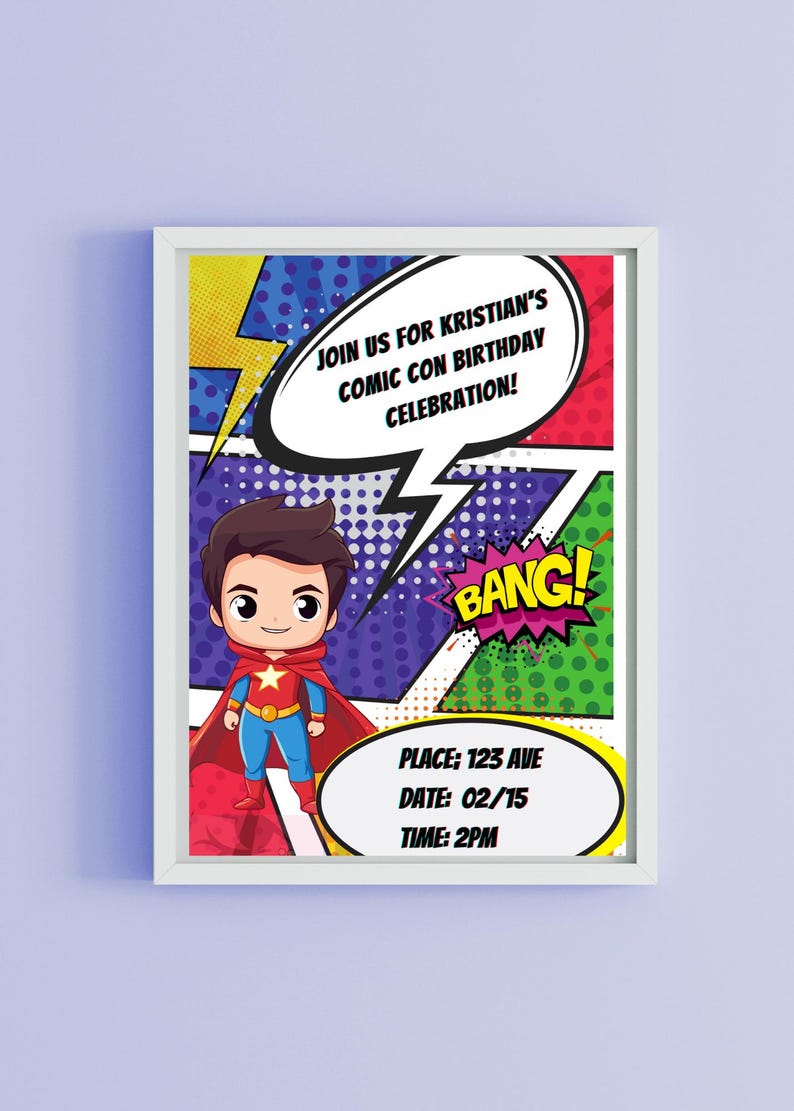 Comic Book Super-hero Birthday Invitation - Etsy