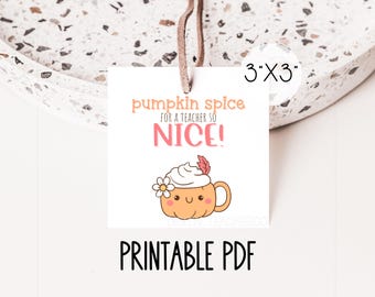 Etiqueta de regalo para maestros con sabor a calabaza otoñal para imprimir / Recuerdo de aula de Halloween / Descarga instantánea / Regalo de agradecimiento para maestros DIY